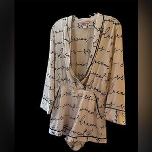 Victoria’s Secrets Signature Stripe Logo Satin Pajama Sleep Romper